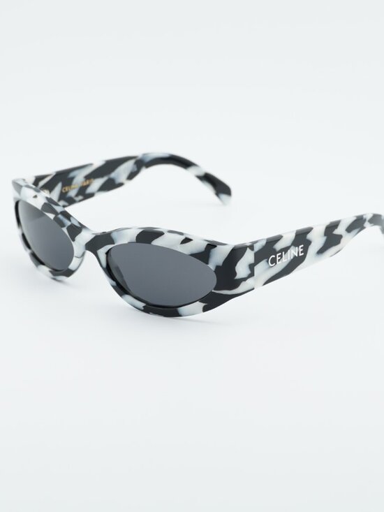 Celine CL40288I 04A Sunglasses Black and White Zebra Cat Eye Frame, Grey Lenses main image 8